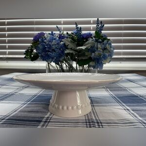 Off White W/Gold Trim Pedestal Cake Pie Dessert Pastry Stand Server